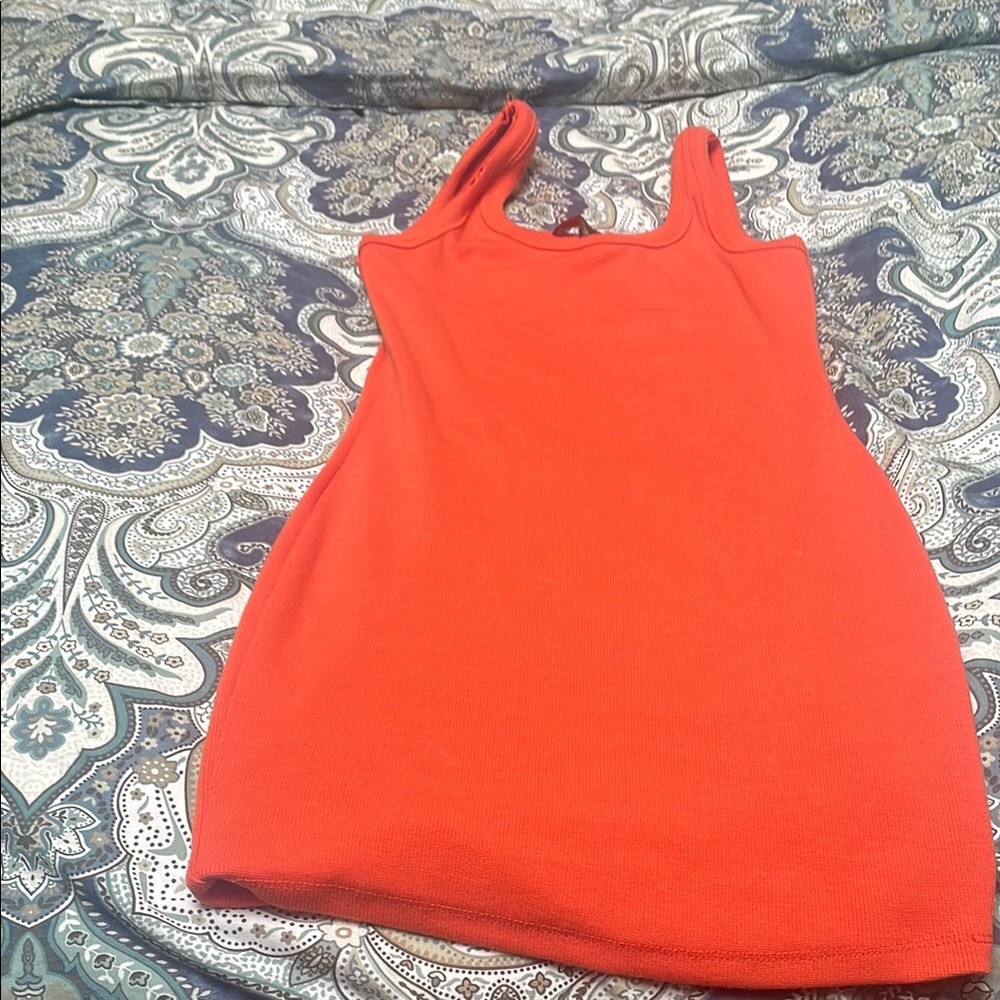 Signature Orange Sleeveless Fitted Tank Top dress